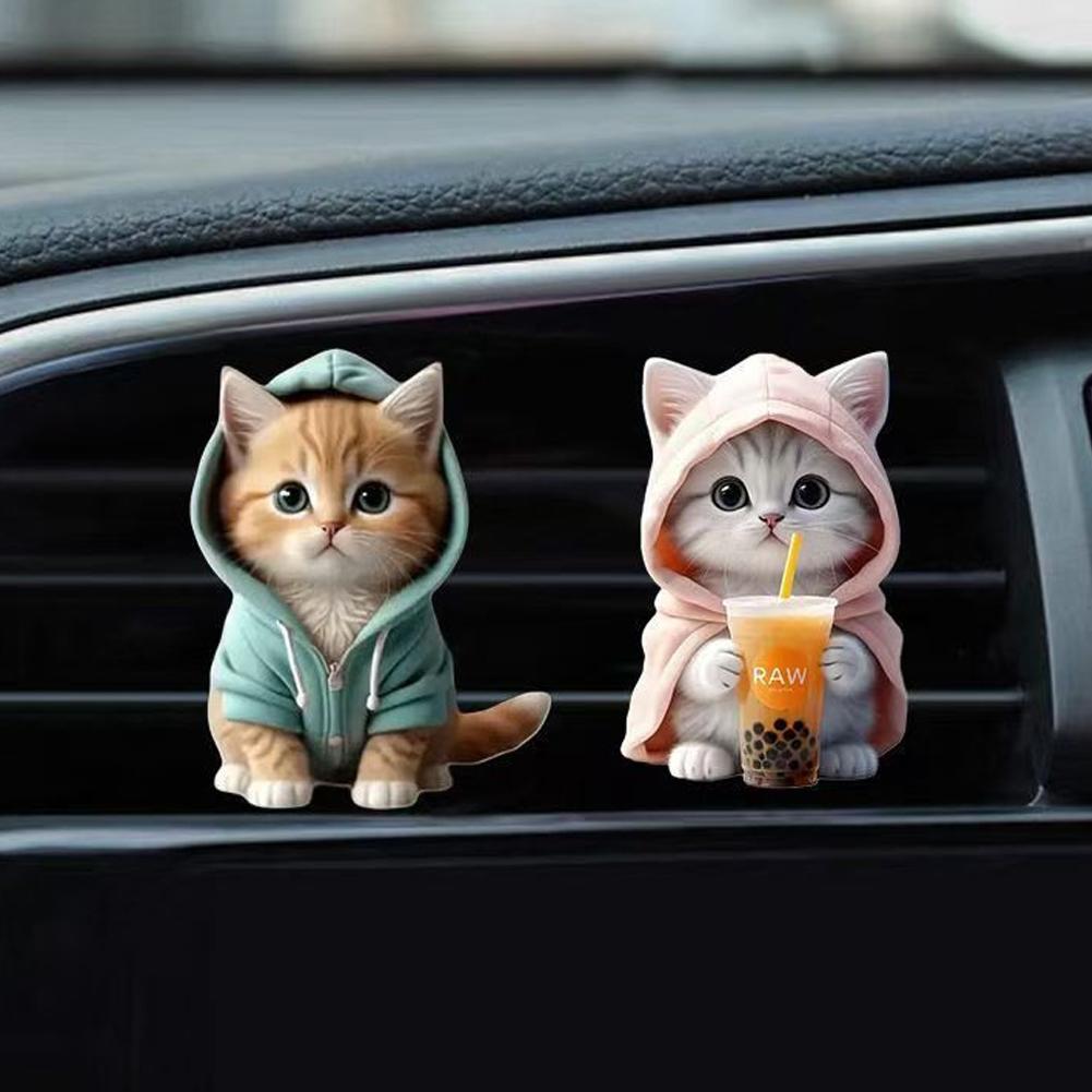 Diffusore di deodorante per auto per gatti, clip di ventilazione per diffusore di aromi, clip di ventilazione per decorazione degli interni dell'auto