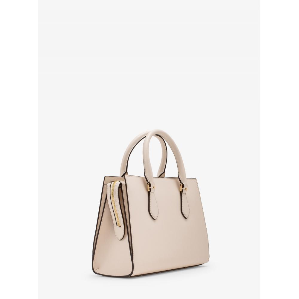 Michael Kors Sheila Center Zip Satchel Medium 35s3g6hs2l2171 Light Cream