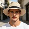 Foldable Sun Hat Men Paper Straw Hat Breathable Wide Brim UV Protection Beach Summer for Outdoor Vacation Travel Daily Casual