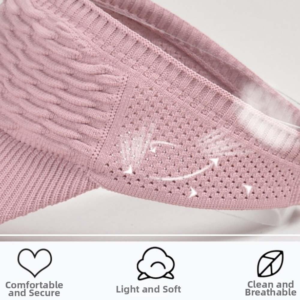 Solid Color Fish Scale Knitted Visor Cap Breathable Sunscreen Empty Top Hat  Women