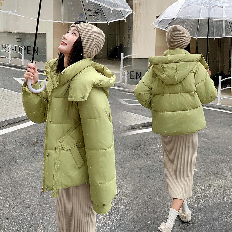 Down and Padded Jacket for Winter 2025 New Loose Short Hooded Solid Color Korean Casual Fashion Thickened Jacket