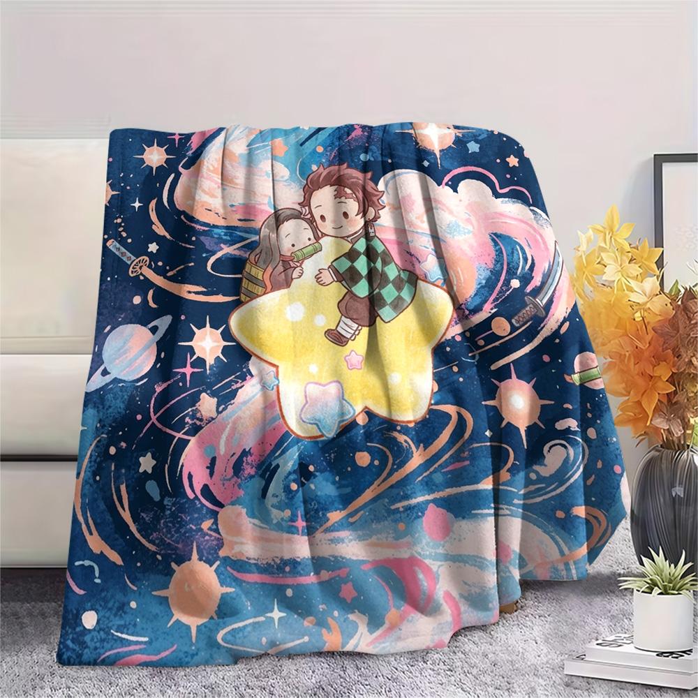 Demon Slayer Tanjiro Print Flannel Blanket, Ultra Soft High Quality All Seasons Warm Throw, Home Decor Cozy Blanket, Perfect Christmas Gift