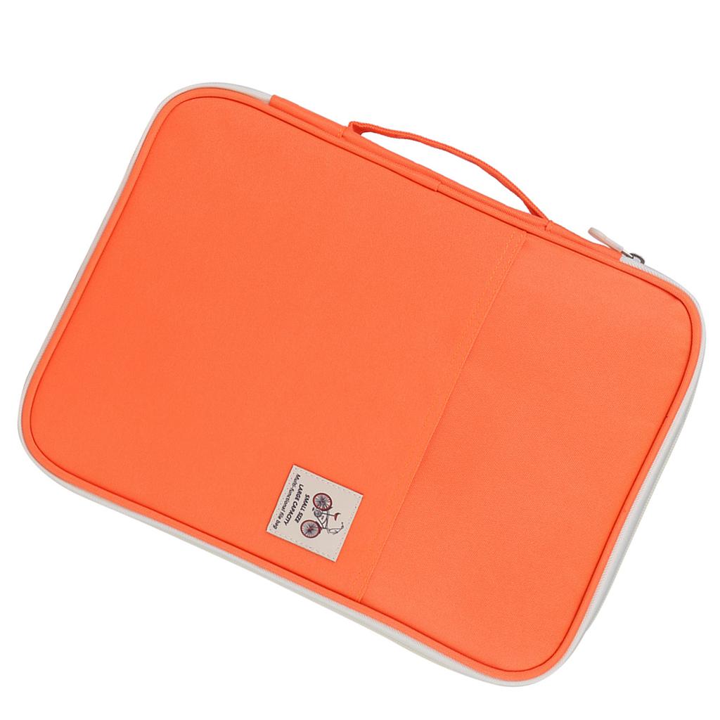A4 Document Bag File Folder Portfolio Organizer Computer Notebook Zippered Case (Orange)
