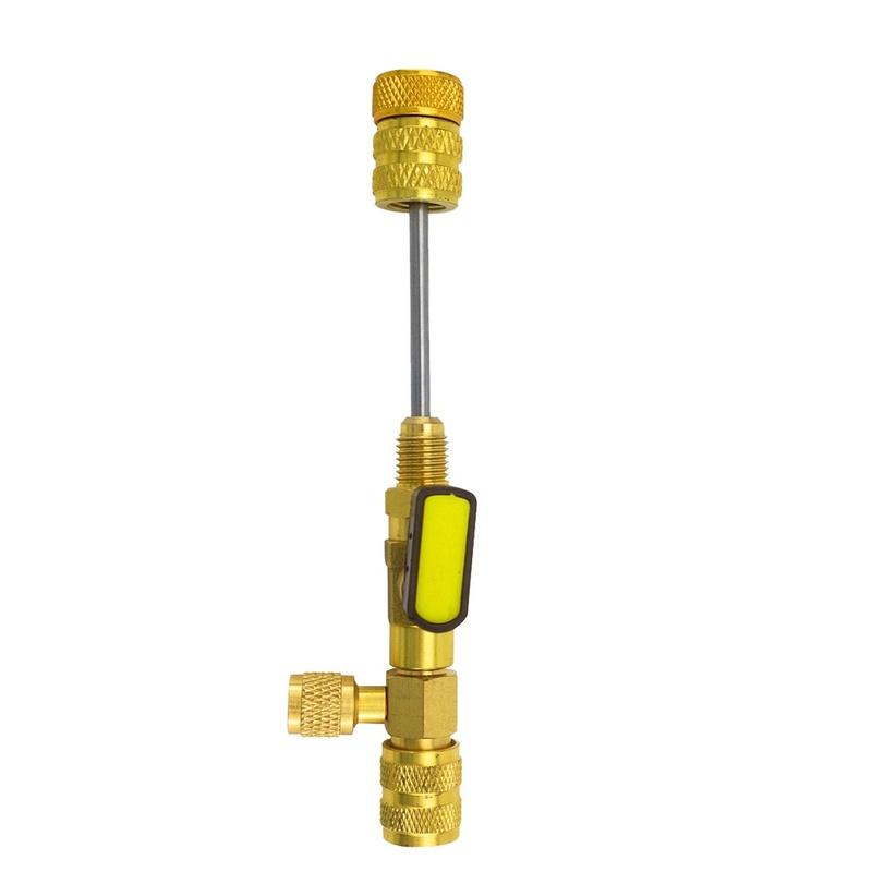 Brass Valve Core Tool for R410A R22 R32 R12 R407 with 1/4 and 5/16 SAE Compatibility and Knurled Grip for Non Slip Operation