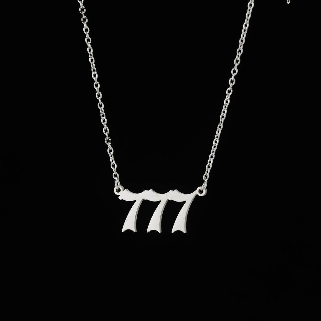 Statement Angel Number 7 Gold Pendent Chain Necklace Choker For Women Summer Stainless Steel Girl Necklace Fashion Jewelry