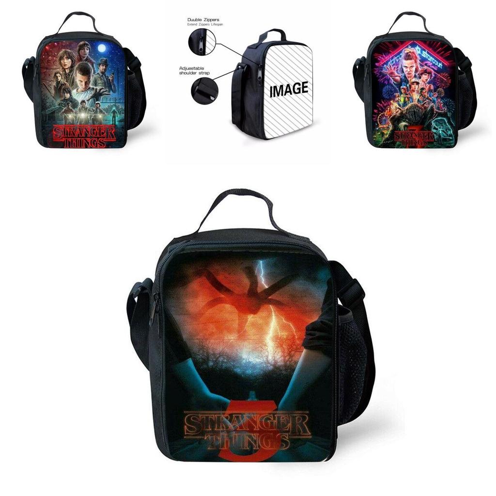 Stranger Things Insulated Lunch Box Bag Durable Oxford Backpack For Outdoor Picnic And Beach With Smooth Zipper