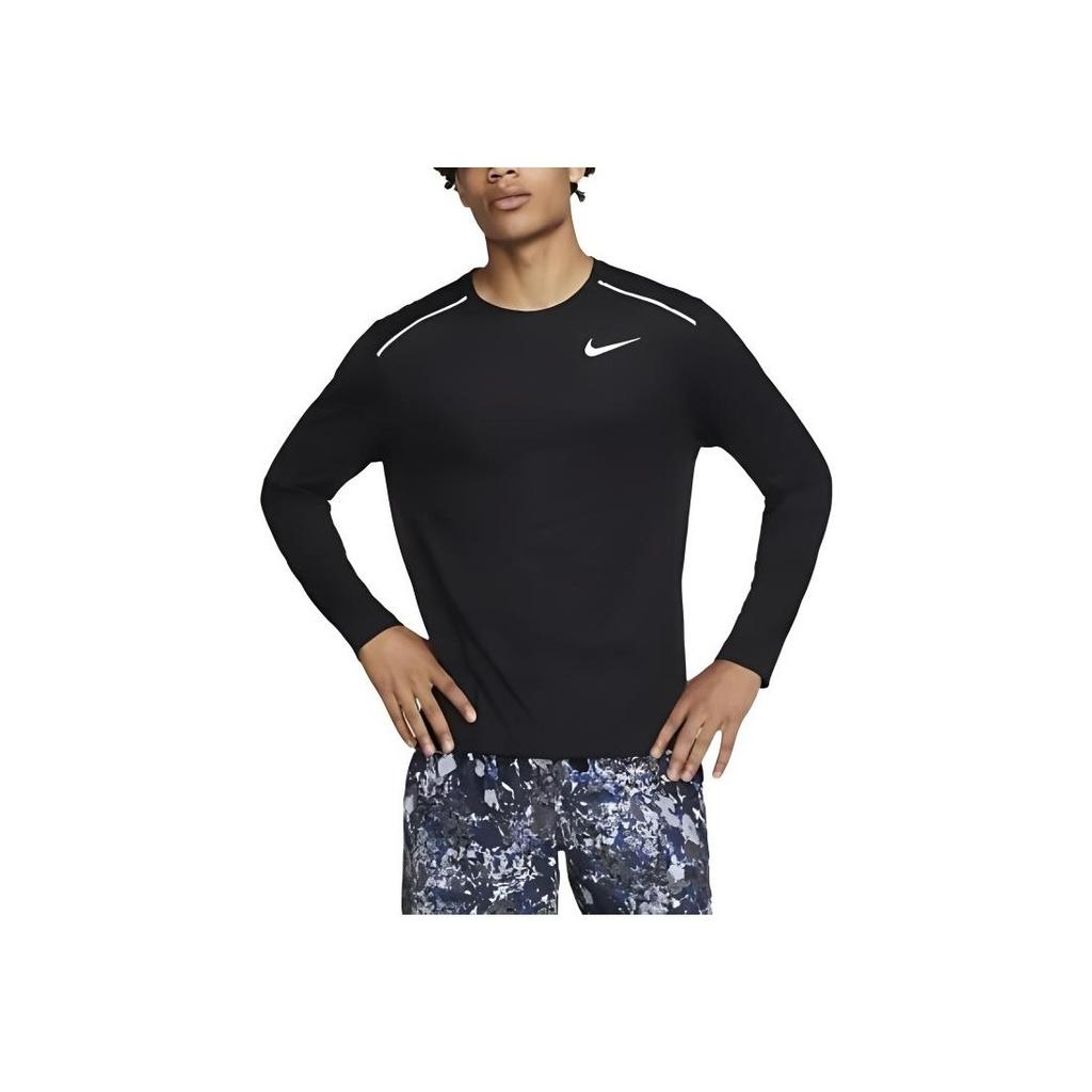 Nike Rise 365 Breathable Mesh Long-Sleeve Running Top Men Tops Black AQ9924-010