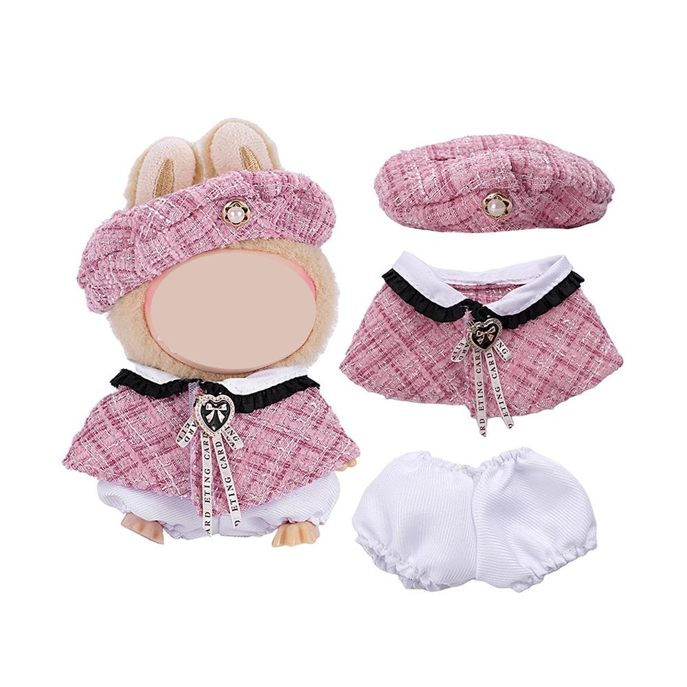 French Style Plush Doll Clothes For 15-17cm Labubu Clothing Accessories Cute Dress Toy Diy Dress Up Outfit Designer Party Gift