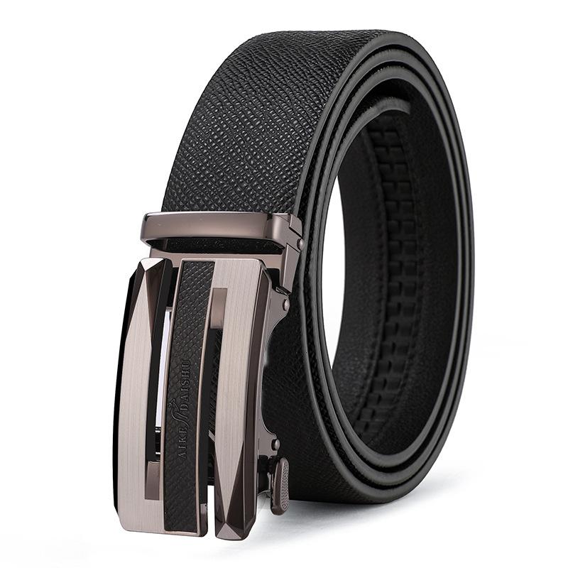 Men'S New Leather Belt, Middle-Aged And Young Fashion Business Cowhide Automatic Buckle Belt, Casual Simple Jeans Belt