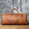 NZPJ Vintage Genuine Leather Men's Travel Bag Crazy Horse Leather Duffel Bag Large Capacity Top-Layer Cowhide Handbag Crossbody