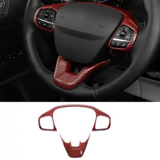 Interior Steering Wheel Cover Trim Bezels For + Ford Bronco Sport Red Carbon