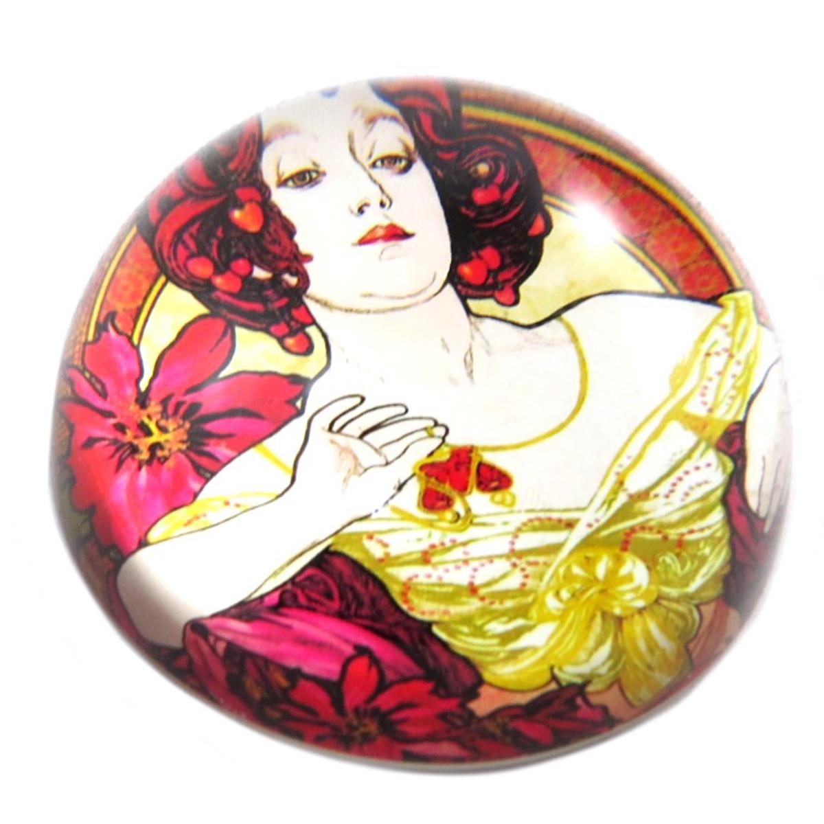 

Les Trésors De Lily [Q0191] - Стеклянное пресс-папье Alfons Mucha - 77x45 мм жёлтый