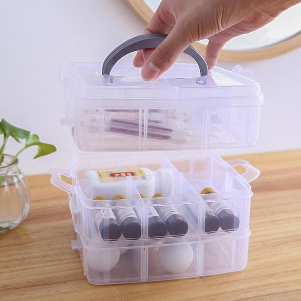 Transparenter tragbarer großer Schmuck-Organizer, abnehmbare Gitter, Schmuckaufbewahrung, Ringe, Halsketten, Box, Behälter, Fall, Display, YIY