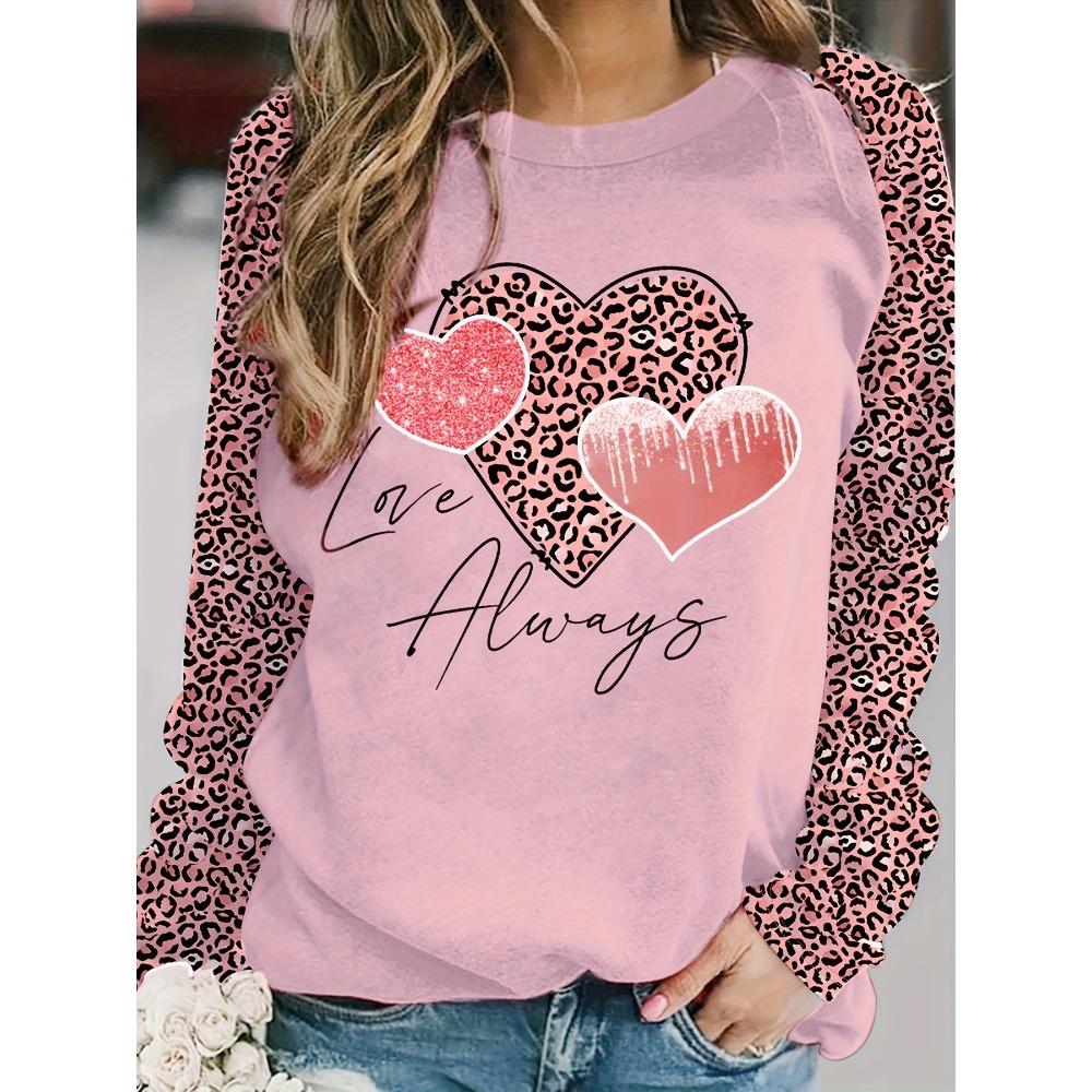 Valentinstag Übergröße Damen Bedrucktes Festival Langarm-T-Shirt