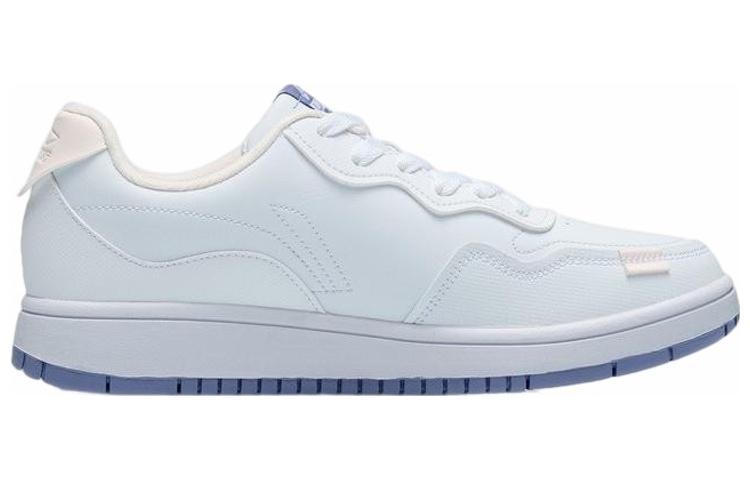 Li Ning Slip Resistant Abrasion Resistant Low Top Skateboard Shoes Women's White Blue AGCR318-3