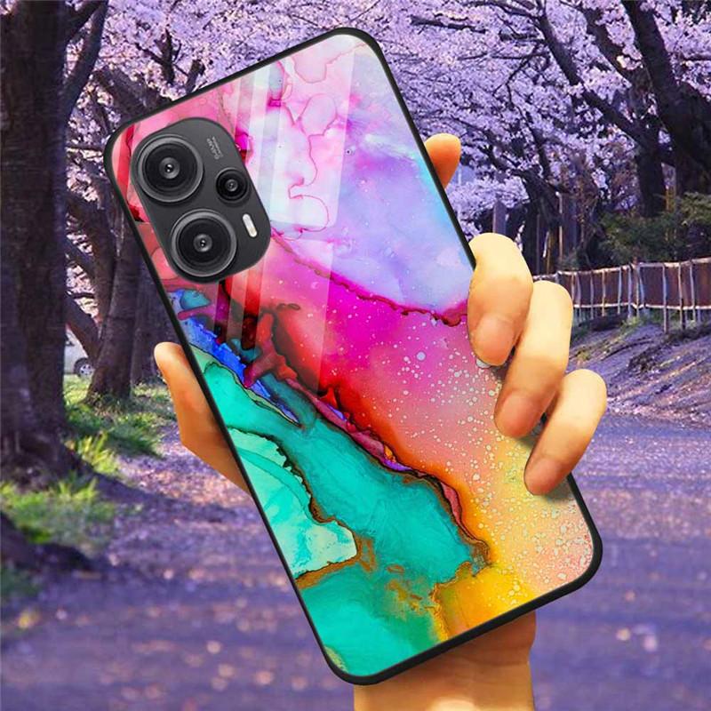 For Xiaomi Poco F5 5G / F5Pro Case Tempered Glass Lake Moon Hard Phone Cover for POCO F5 Pro Capas Funda on PocoF5 Luxury Coque
