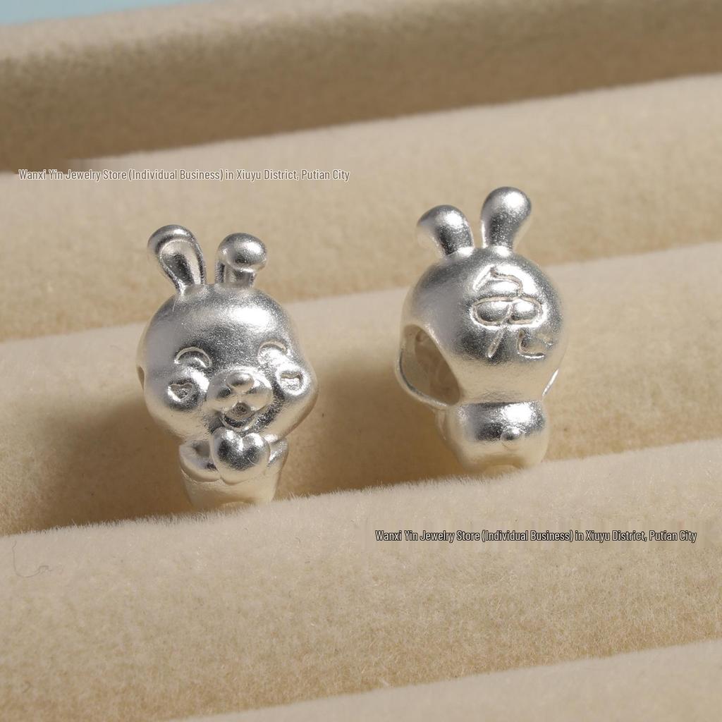 Sterling Silver 3D Zodiac Animal Charms - Cartoon Lu Lu Tong Spacer Beads for DIY Accessories