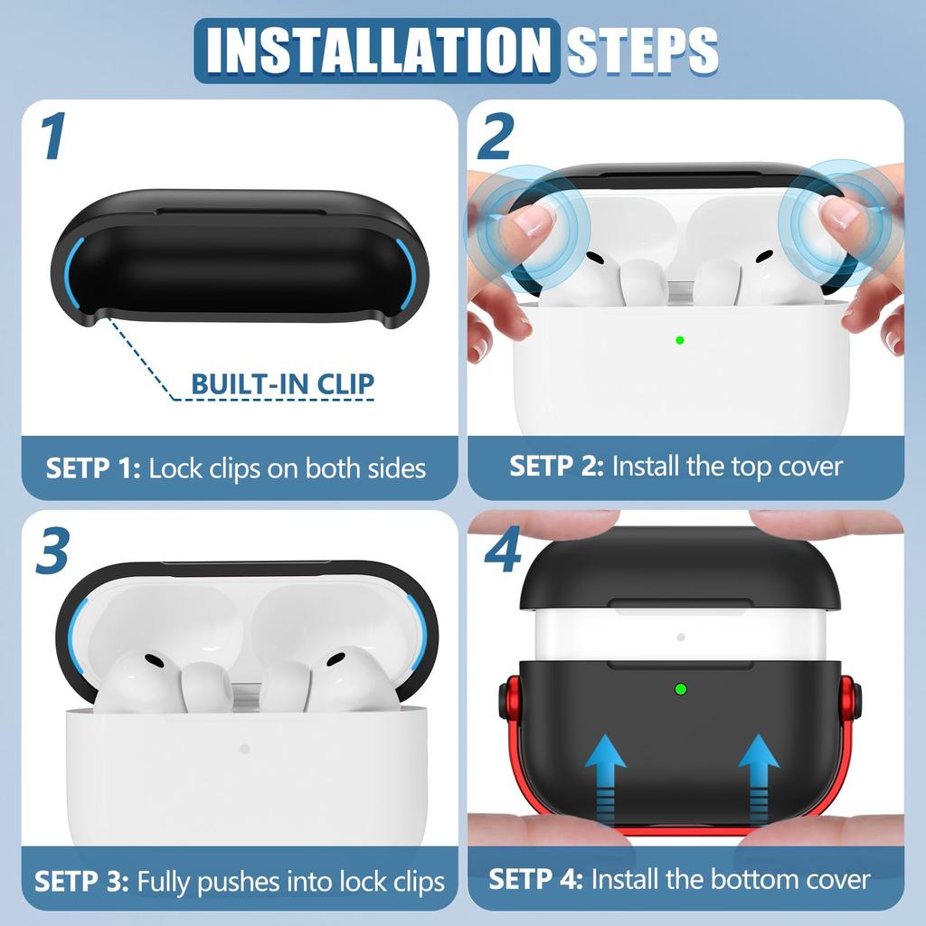 For AirPods Pro 3 Case 2025 with Cleaner Kit for Apple AirPods Pro 3rd Generation Case Safety Lock AirPod Pro 3 Case Accessories