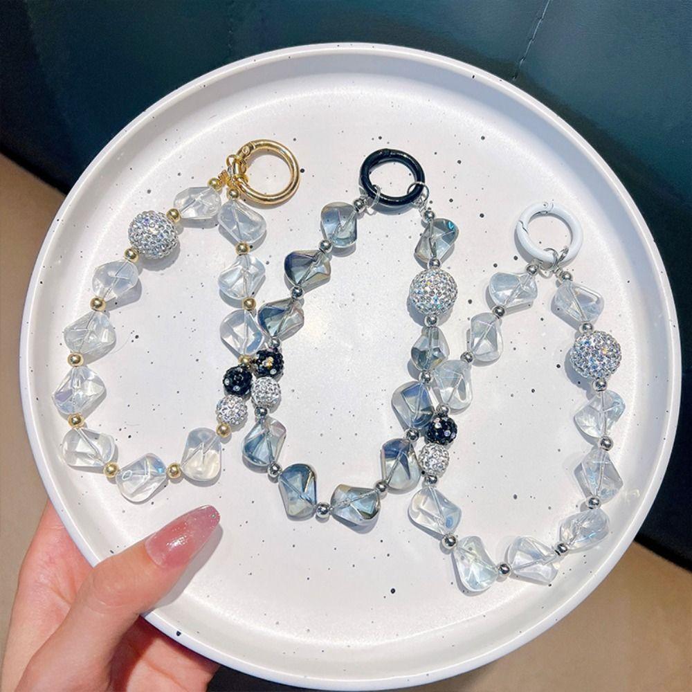 

Geometric Phone Wrist Straps Chain Transparent Car Keyring Phone Accessories 3Pcs