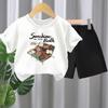 Summer Fashion Printed Casual Outfits Kids O Neck T Shirt and Shorts Two Piece Sets Children's Short Sleeve