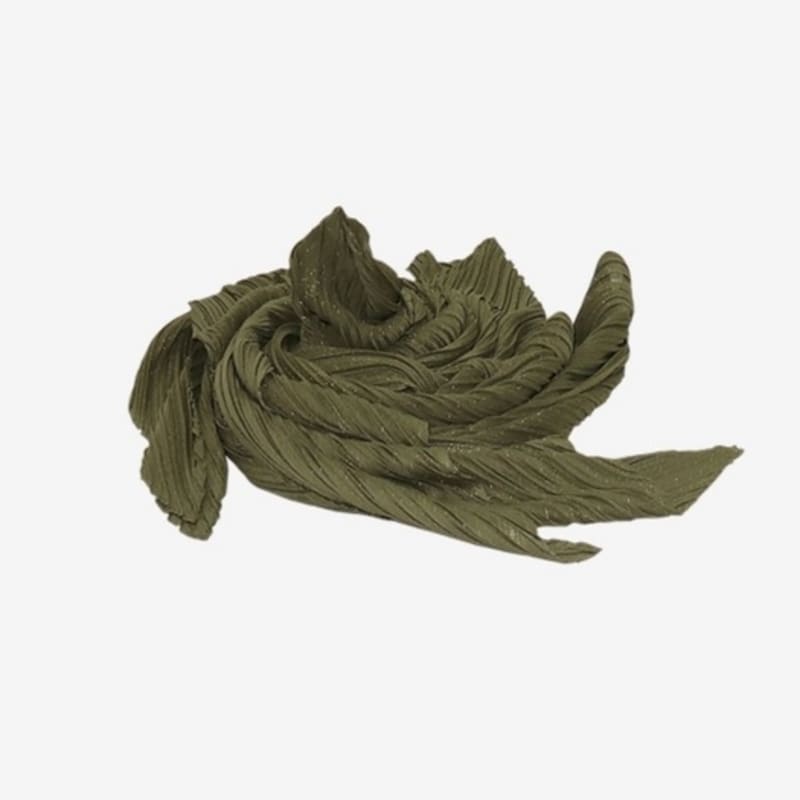 

FINE PLEATS Pleated Glitter Scarf Olive FREE