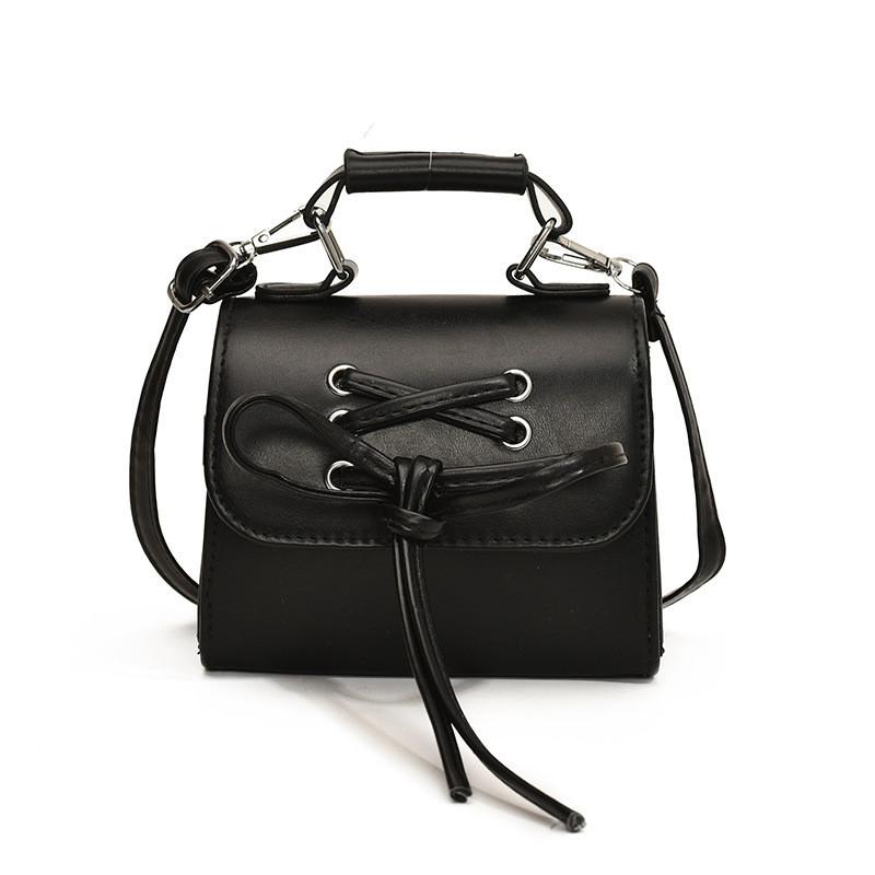Chic Pu Leather Handbag For Women 2024 Trendy Bowknot Small Crossbody Bag чёрный