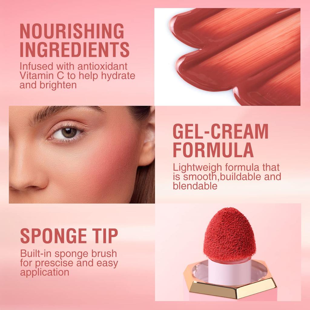 Cheek Gel Cream Liquid Cheek Makeup, Soft, Lightweight, Breathable, Long-Wearing, Smudge-Proof, Natural Look, Skin Tint Cheek Makeup (#Set)