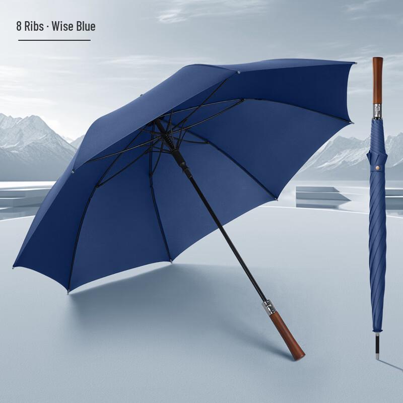 OEING Large Wood Handle Rain and Sun Umbrella