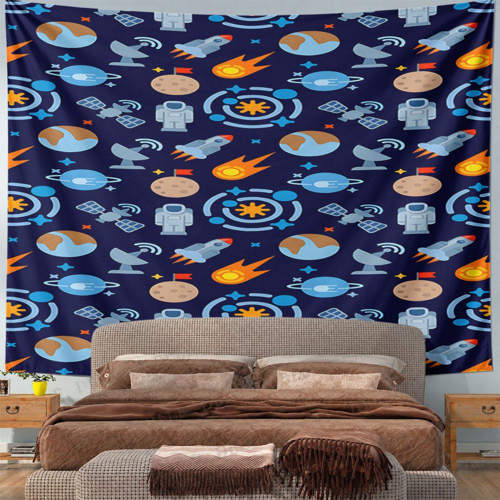 Space Exploration Pattern Design Pattern Wall Hanging Tapestry Decorative Tapestry Home Decor for Bedroom and Living Room
