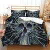 3D Digital Printed Bedding Set, Black Skull Head Series Bedding Cover, Pillowcase, Duvet Cover, AU240 * 270, Extra Large Home Decoration