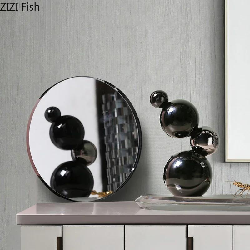 Creative Spherical Geometry Ornaments Crystal Ball Stacking Crafts Desk Decoration Abstract Artwork Statue Room Aesthetic Decor