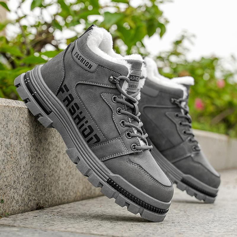 Men's Casual Outdoor High Top Work Winter Slip-resistant Fashion Shoes Plus Size Comfort Shoe Wear-resistant Thicken Cotton Shoe