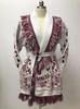 European & American Retro Color-Blocked Tassel Jacquard Mid-Length Cardigan - Women's Loose Fit Lapel Coat for Autumn/Winter