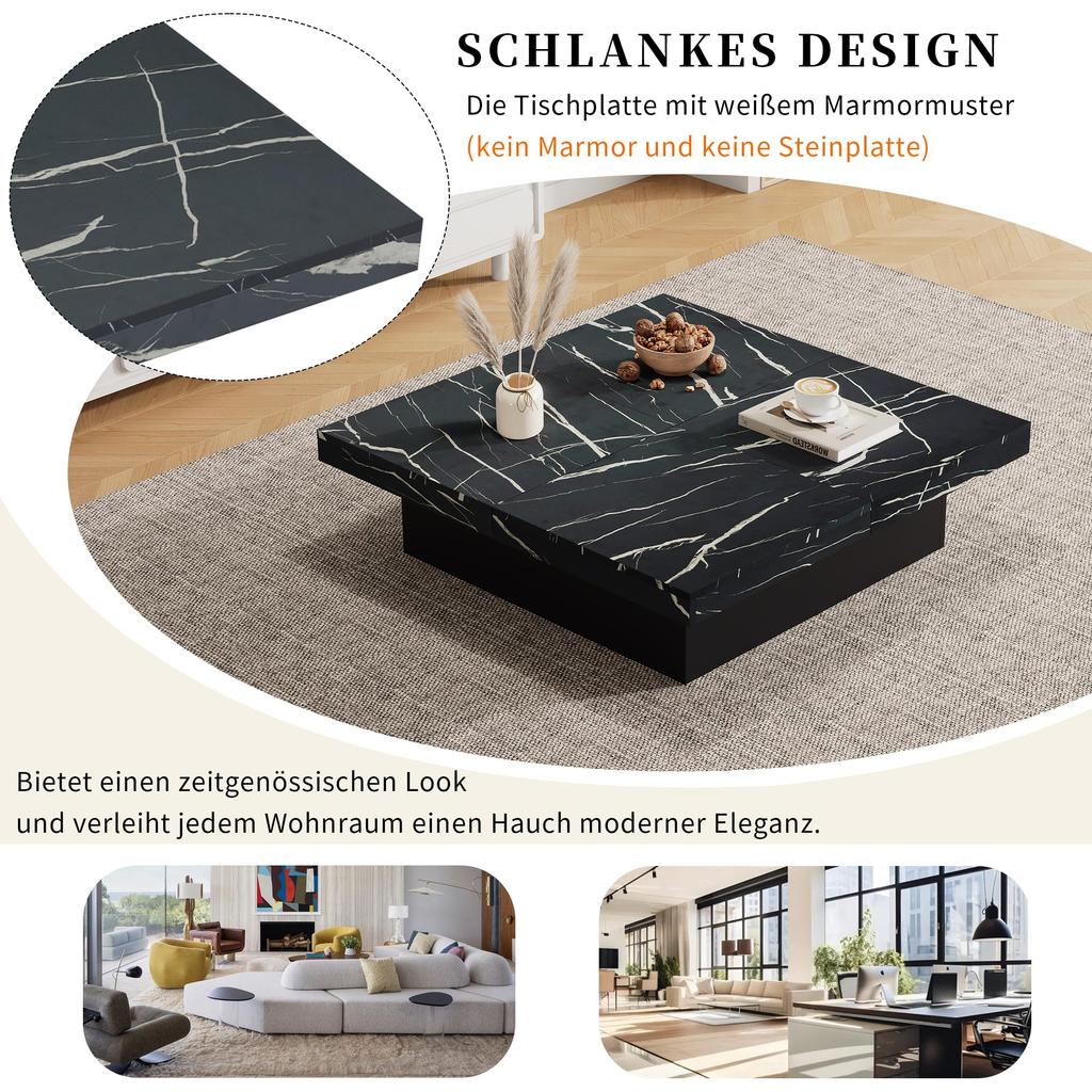 Coffee Table Sliding Tabletop, Modern Hidden Storage Compartment, Creative Sofa Table Coffee Table, Center Table Home Office, Black
