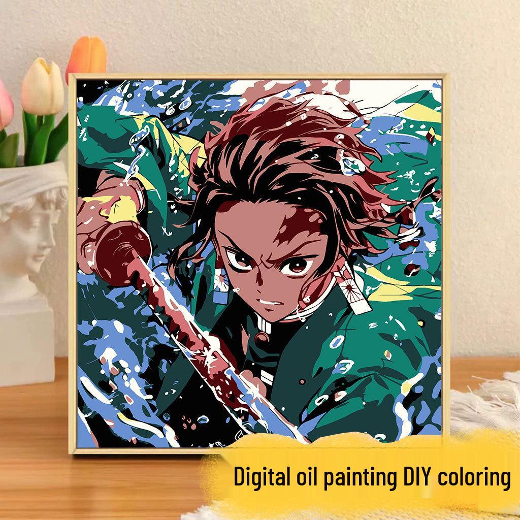 Kit Pittura ad Olio Digitale Anime Demon Slayer Fai da Te per Bambini