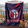 Flannel Blanket Bologna FC Print Custom Name Text Soft Throw for Sofa Bed