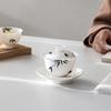 110ml Chinese White Porcelain Gaiwan Handmade Bamboo Leaf Pattern Ceramic Tea Tureen Travel Portable Tea Bowl Household Tea Set