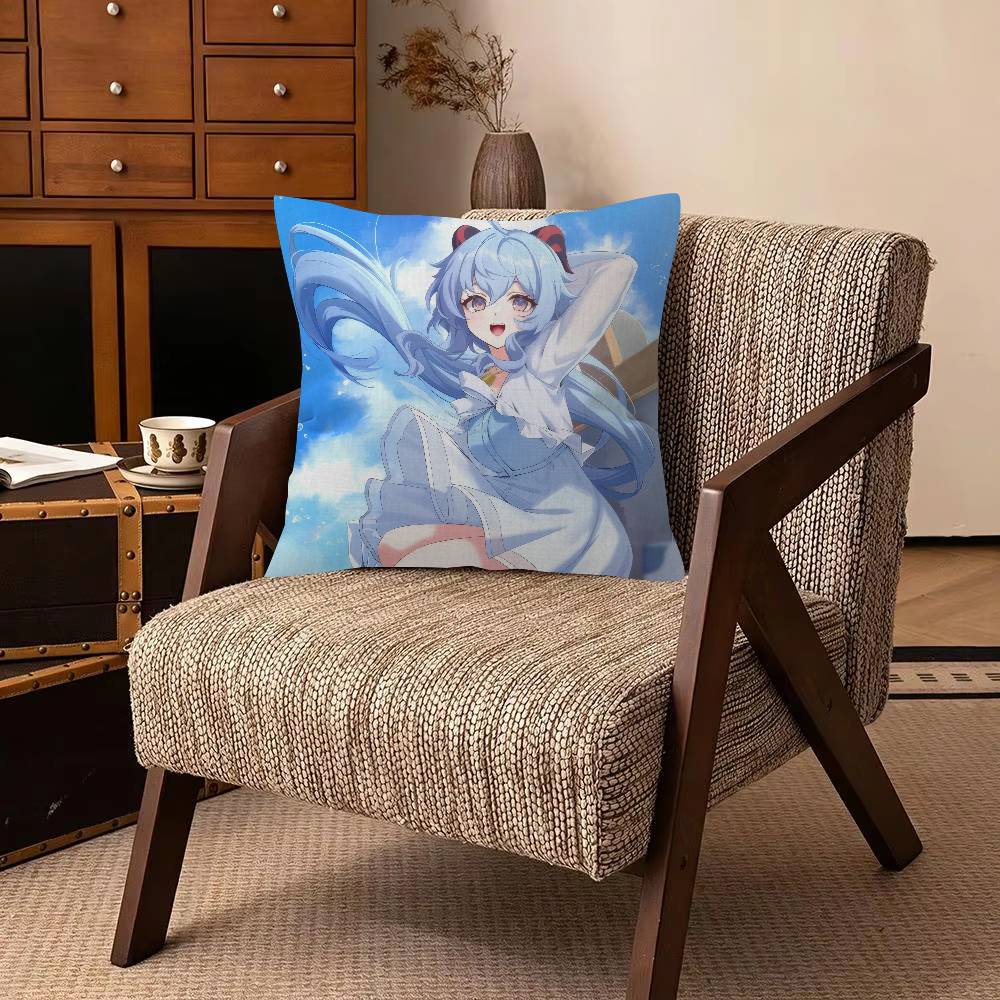 Anime Ganyu Game Decorative Pillowcase Square Pillowcase Home Office Decorative Cushion Cover