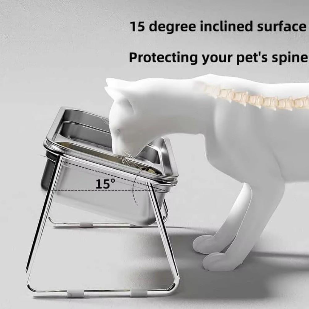 45 Degree Tilt Elevated Cat Bowl Leak-Proof Design Neck Protection Bowl Anti-Tip Pet Bowl  Home Use