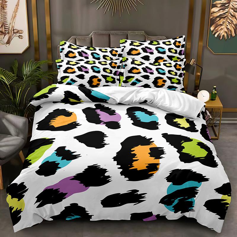 Grosstor Unisex Leopard Print Cartoon Duvet Cover Comforter Sets King Size, Ladies' Bedding Set Quilt Cover Set And Pillowcase 75*50Cm For Woman