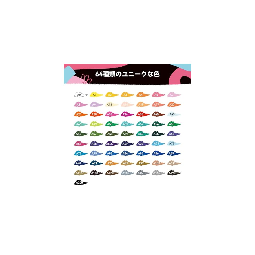 Arrtx 64-Color Acrylic Markers, Water-Based, Fine Tip, Double Tip