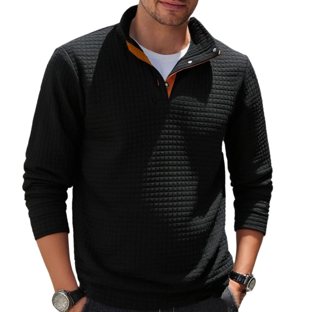 Men's Solid Color Stand Collar Button Sweatshirt Hoodie Men's Sports Large Size Casual Sweatshirt