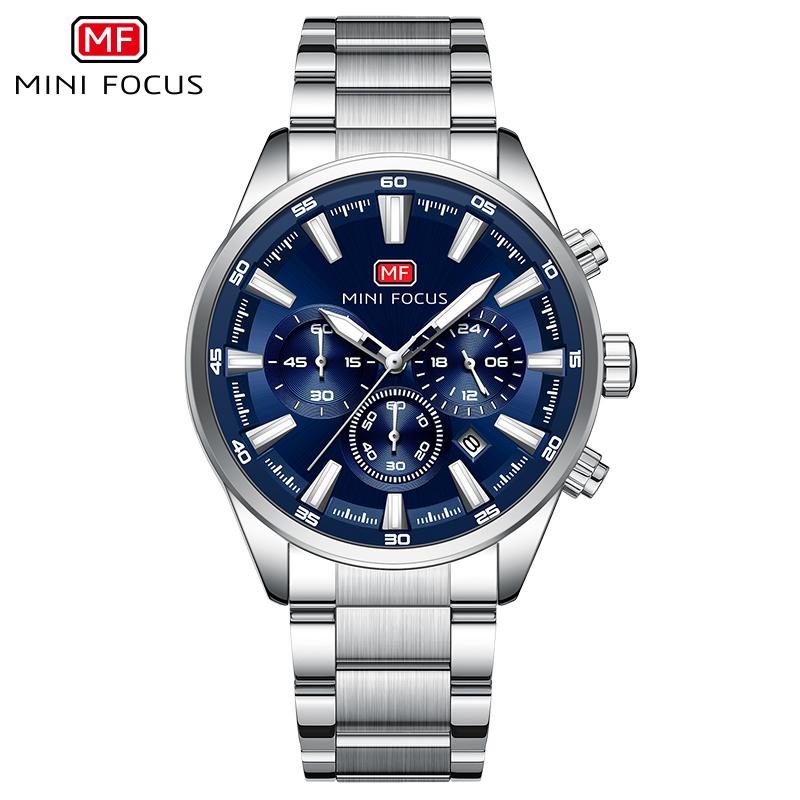 Men Multifunction Quartz Watch Stainless Steel Band Luminous Waterproof Business Casual Wristwatch 0634G