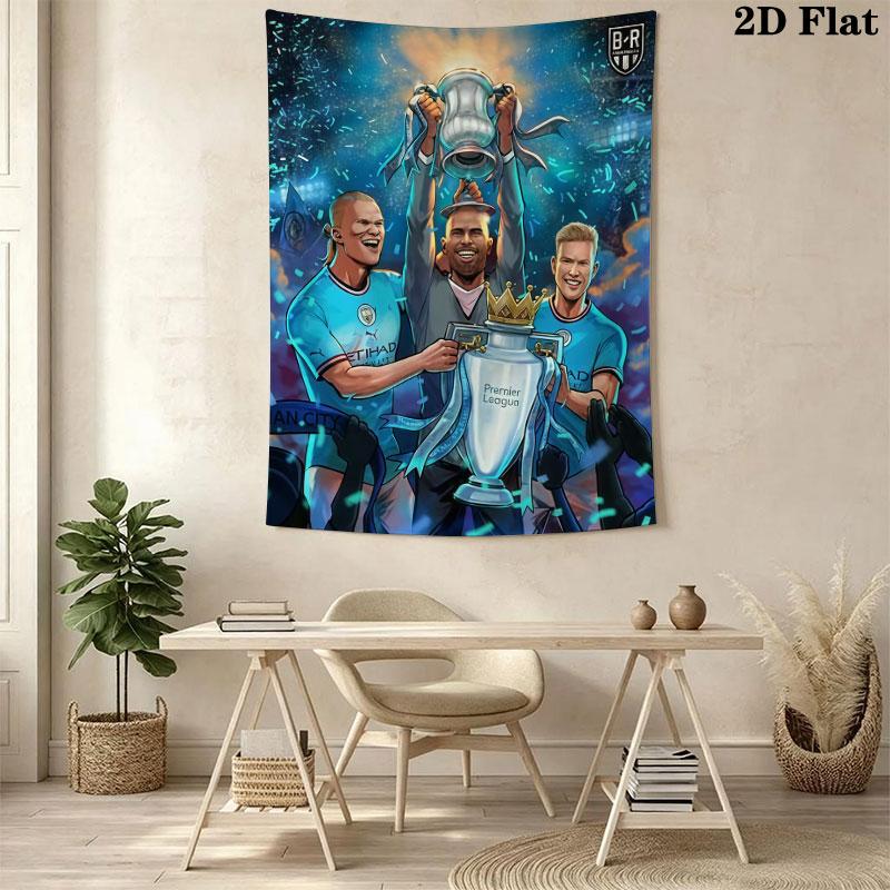 Royal MCFC CrownWall Hanging Printed Fabric Blanket Decorative Tapestries for Bedroom Living Room Home Decor