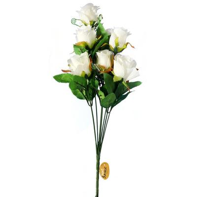 Elegant Bouquet of 9 Artificial White Roses Height 48 Cm