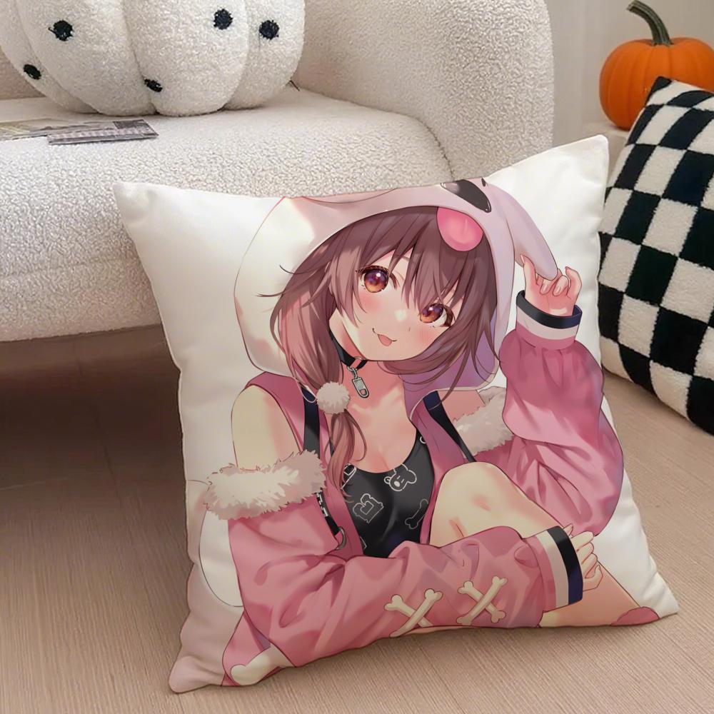 Playful Cute Japanese VTuber IINUGAMI KORONE Cushion Cover Throw Pillow Cover Hidden Button Durable Polyester Chair Cushion