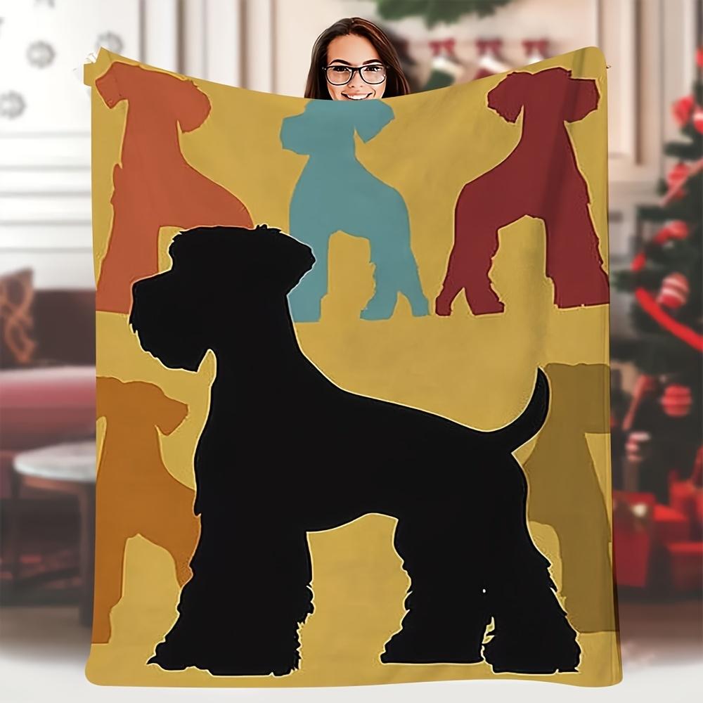 

1pc Blanket Single Sided Printed Blanket, 60X80Inch, a Graphic Design of an Airedale Terrier Silhouette in Different Colors on 70x100cm28x39in