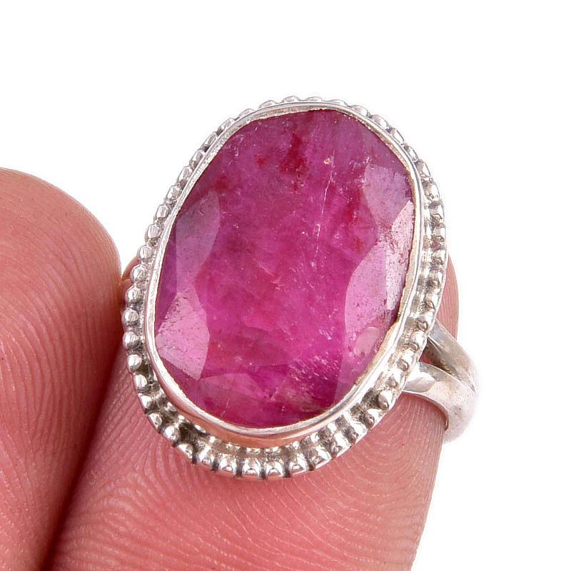 

Red Ruby(Simulated) Gemstone Handmade 925 Sterling Silver Gift Ring S.5.5 k5T57