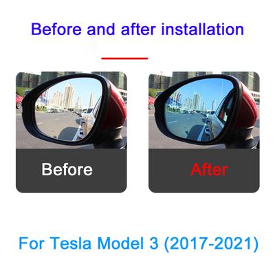 Dla Tesla Model 3 Lusterko Okno Antyodblaskowe Samochodowe Lusterko Wsteczne Ochronne Wodoodporne Odporne na Deszcz Przeciwmgielne Soczewka HD Niebieskie Światło