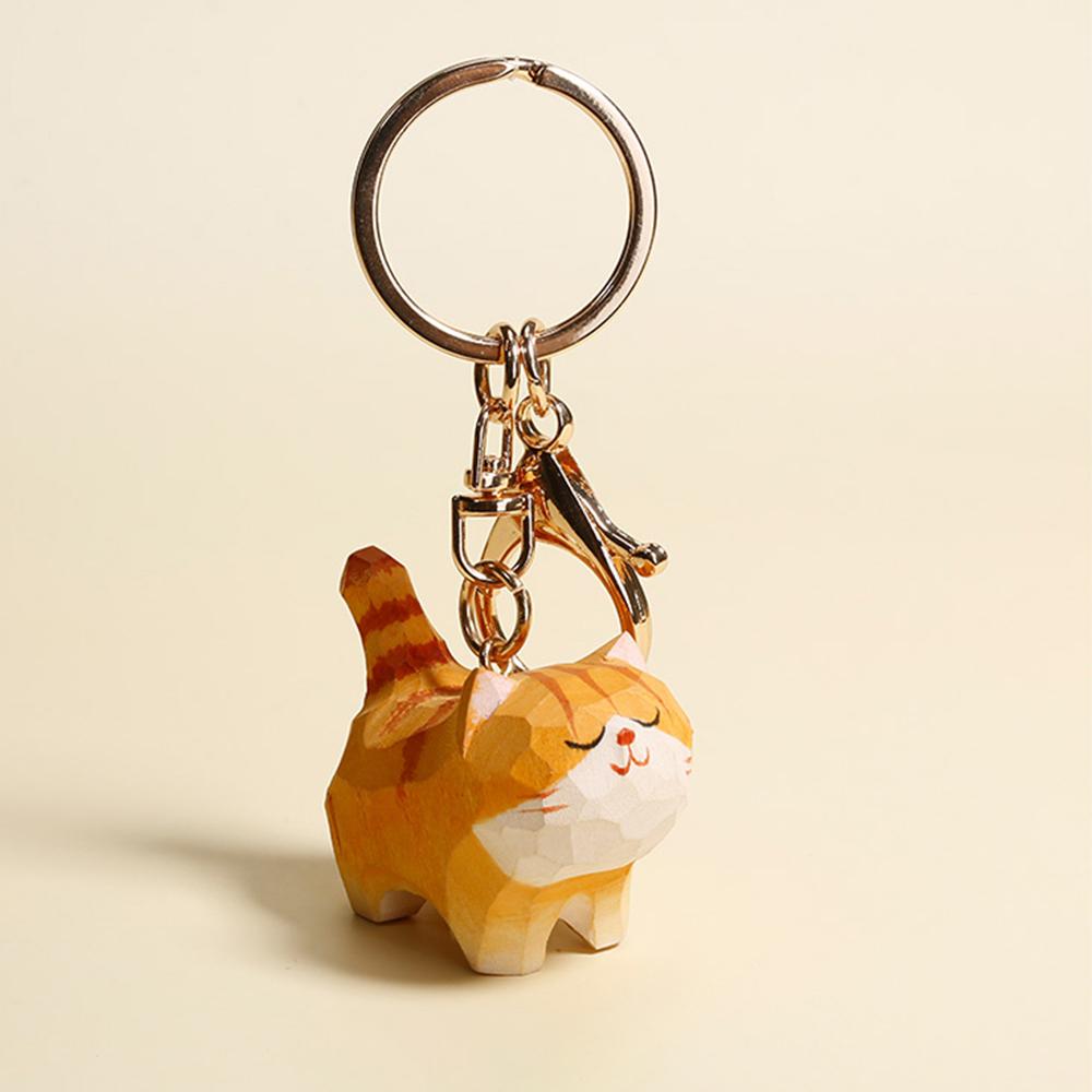 

Hand Carved Decorative Wooden Chubby Orange Ginger Cat Mini Animal Figurine Cute Fat Kitten Statue Ornament Home Desk Decor Gift
